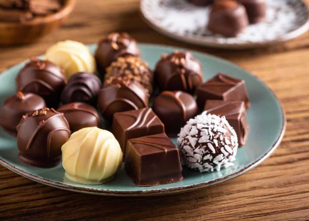 Plate of chocolate truffles