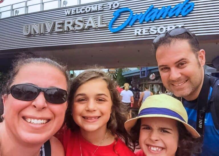 Universal Studios Orlando - Family outside Universal Entrance